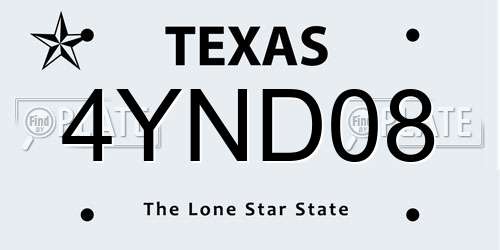 4YND08 Texas License Plate