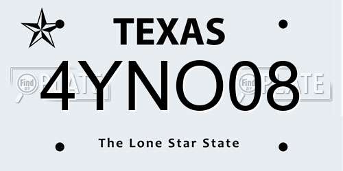 4YNO08 Texas License Plate
