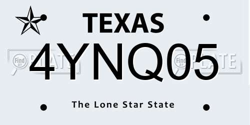 4YNQ05 Texas License Plate