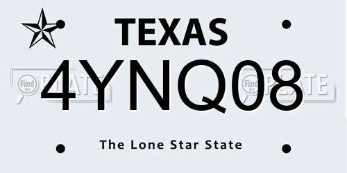 4YNQ08 Texas License Plate