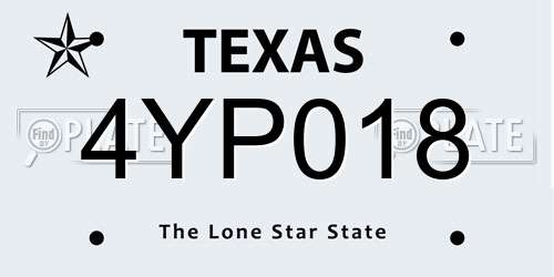 4YP018 Texas License Plate