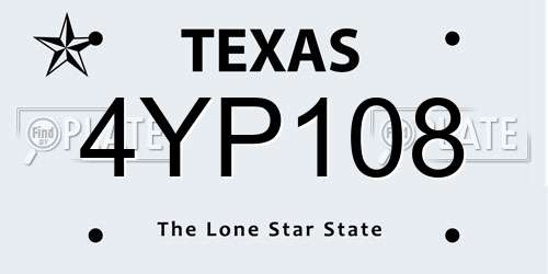4YP108 Texas License Plate