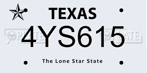 4YS615 Texas License Plate