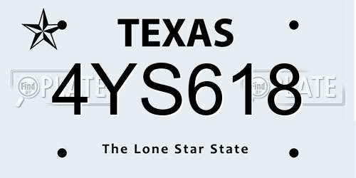 4YS618 Texas License Plate