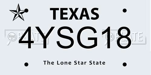 4YSG18 Texas License Plate