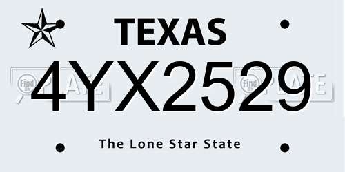 4YX2529 Texas License Plate