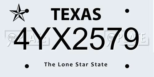 4YX2579 Texas License Plate
