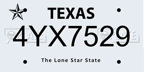 4YX7529 Texas License Plate