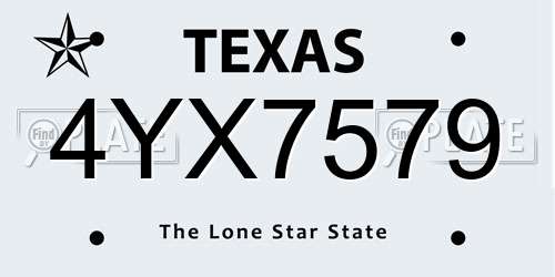 4YX7579 Texas License Plate