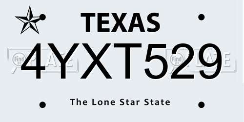 4YXT529 Texas License Plate