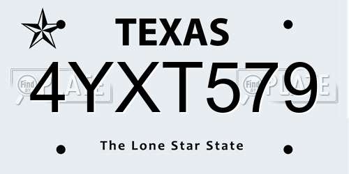 4YXT579 Texas License Plate