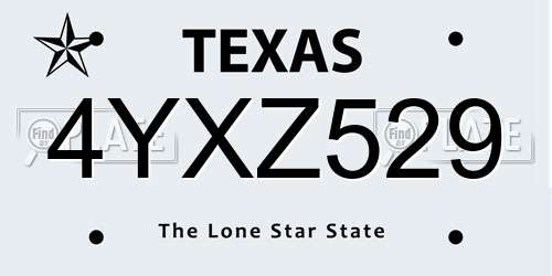 4YXZ529 Texas License Plate