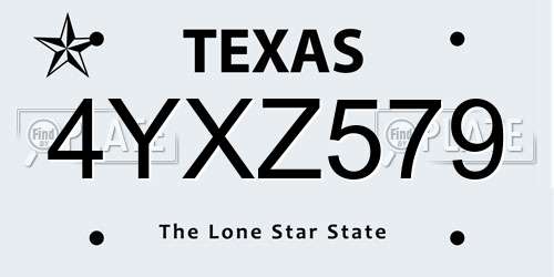4YXZ579 Texas License Plate