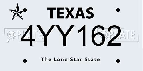 4YY162 Texas License Plate