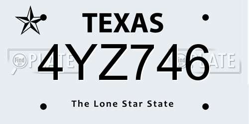 4YZ746 Texas License Plate
