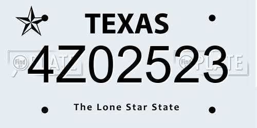 4Z02523 Texas License Plate