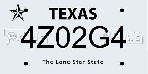 4Z02G4 Texas License Plate