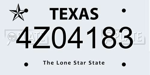 4Z04183 Texas License Plate