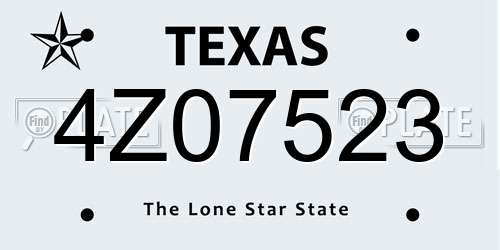 4Z07523 Texas License Plate