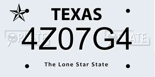4Z07G4 Texas License Plate