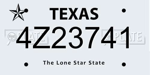 4Z23741 Texas License Plate