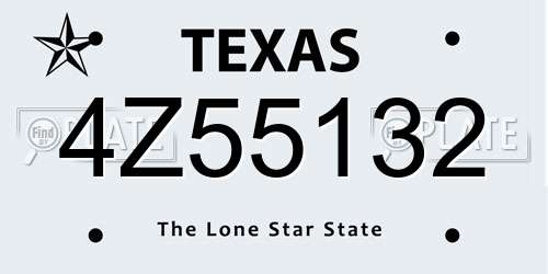 4Z55132 Texas License Plate