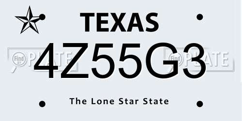 4Z55G3 Texas License Plate
