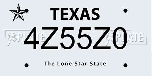 4Z55Z0 Texas License Plate