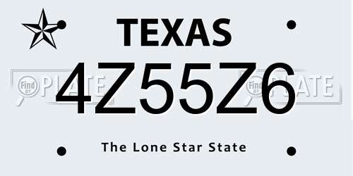 4Z55Z6 Texas License Plate