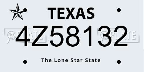 4Z58132 Texas License Plate