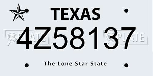 4Z58137 Texas License Plate