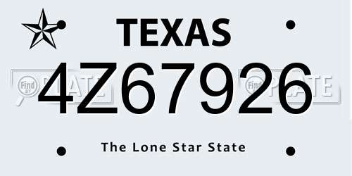 4Z67926 Texas License Plate