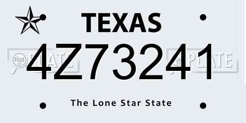 4Z73241 Texas License Plate