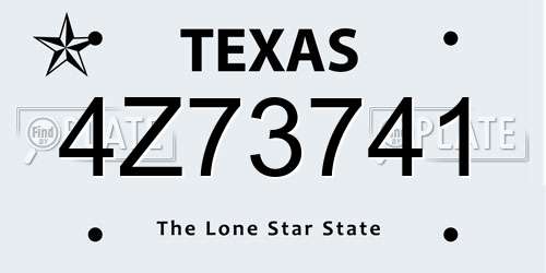 4Z73741 Texas License Plate