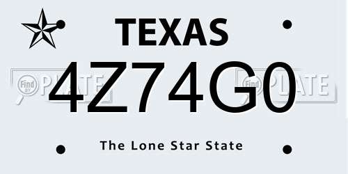 4Z74G0 Texas License Plate