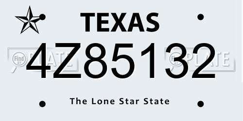 4Z85132 Texas License Plate