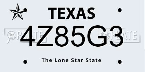 4Z85G3 Texas License Plate