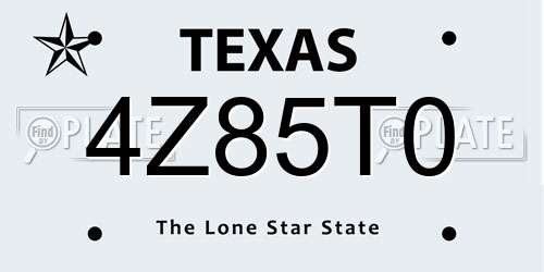 4Z85T0 Texas License Plate