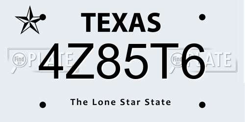 4Z85T6 Texas License Plate