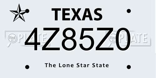 4Z85Z0 Texas License Plate
