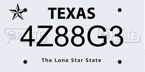 4Z88G3 Texas License Plate