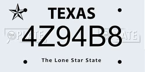 4Z94B8 Texas License Plate