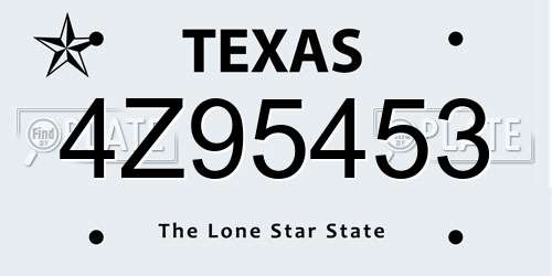 4Z95453 Texas License Plate