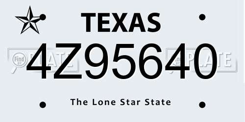 4Z95640 Texas License Plate