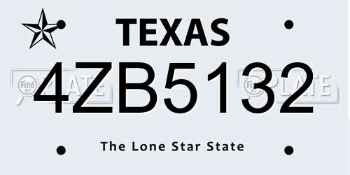 4ZB5132 Texas License Plate