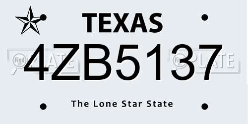4ZB5137 Texas License Plate
