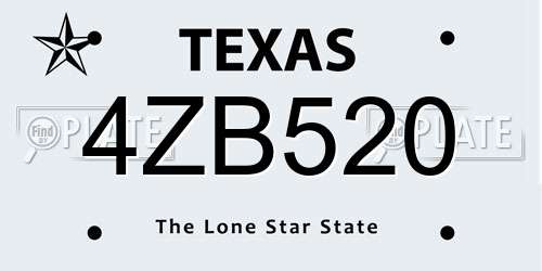 4ZB520 Texas License Plate