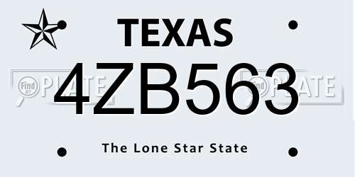4ZB563 Texas License Plate