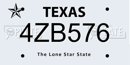 4ZB576 Texas License Plate