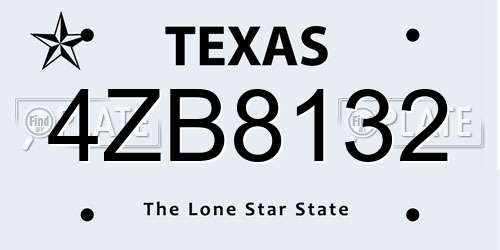 4ZB8132 Texas License Plate